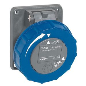 Inbouw contactdoos 230V 16A 3P IP67 kunstst. blauw 051126 Hypra