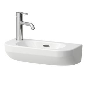 Fontein LUA 50x23cm met kraangat links +overloop Lcc wit