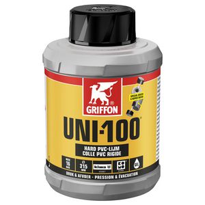 Hard PVC-lijm UNI-100 (druk/afvoer) KOMO/KIWA pot Flacon  500ml VVE=12