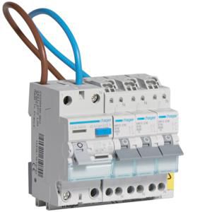 Aardlekschakelaar combinatie 1 2P 30 mA + 3 eindgroepen