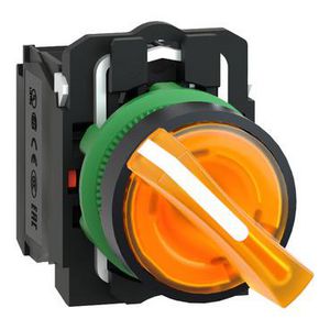 Keuzeschakelaar Verlicht 22mm 2 standen 240V Geel