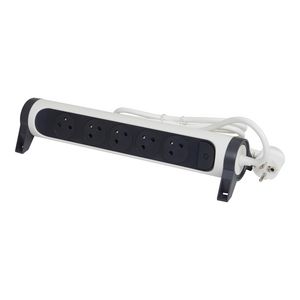 Contactdoos standaard 5xPA met 3m. zwart-wit VVE=5