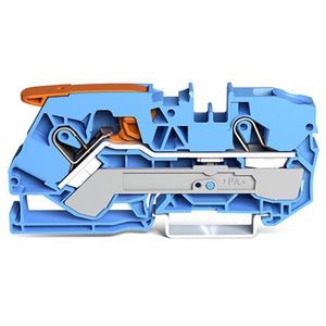 2-draads rijgklem met hendel en Push-in 10 mm² blauw VVE=25