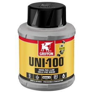 Hard PVC-lijm UNI-100 (druk/afvoer) KOMO/KIWA pot Flacon 250ml VVE=24
