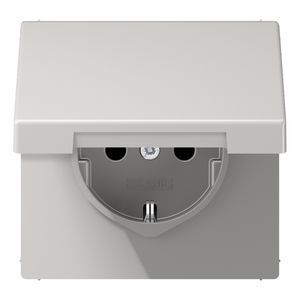 Wandcontactdoos grijs besch.cont. & klapd. LS990