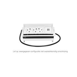 RHODOS 2x 230V RA 1x USB A/C chrgr 1m GST o.g. wit RAL9003