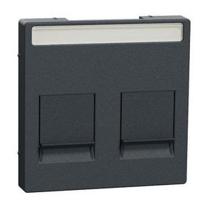 Systeem-M centraalplaat RJ45 2V tekstveld schuif antraciet