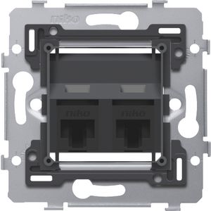 Mechnisme 2 RJ45-aansl.en UTP Cat. 6A PoE++ schuine uitv.