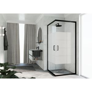 Hoekinstap (1 omkeerbaar deel) ZEPHYROS 2.0 1020-1050x2000mm Strip Motief profiel zwart