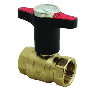 Kogelkr knevelgr+therm kunstst rood PTFE 2xbi DN15 PN25 2xIG