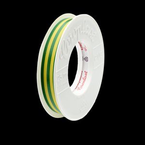 Rol a 10m. pvc isolatietape 15mm type 302 VDE groen/geel