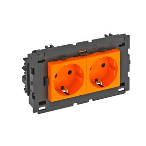 Contactdoos 2-vdg 0gr moduul-45 zijaans. 250V 10/16A 6120434