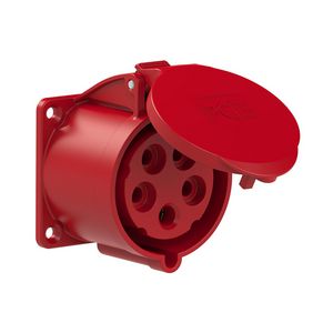 Wandcontactdoos CEE 32A 5p 400V 6h rood IP54 70x70mm