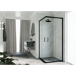 Hoekinstap (1 omkeerbaar deel) ZEPHYROS 2.0 1020-1050x2000mm helder glas profiel zwart