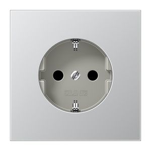 Wandcontactdoos aluminium besch.cont. & aanr.veil.