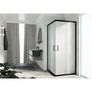 Hoekinstap (1 omkeerbaar deel) ZEPHYROS 2.0 1020-1050x2000mm glas niva profiel zwart