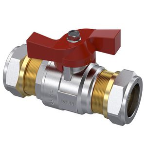 Kogelkraan S28 22mm knel vernikkeld vlinderhendel rood