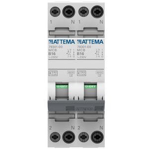 Installatieautomaat fornuisgroep 1p + Nul 16A B-karakteristiekakter.