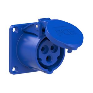 Wandcontactdoos CEE 16A 3p 230V 6h blauw IP54 75x75mm