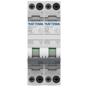 Installatieautomaat fornuisgroep 1-polig + Nul 25A C-karakteristiek VVE=6