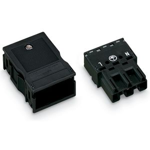 Male met trekontlastingsbehuizing 3-polig zwart 770-113