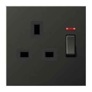 Wandcontactdoos antraciet Brit.St.m.controleschakelaar LS