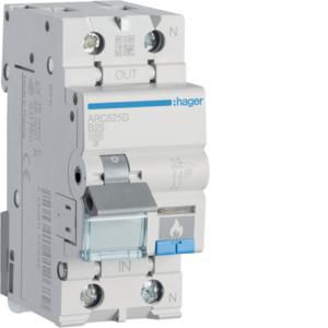 Installatieautomaat MCB met vlamboogdetectie AFDD 1-polig + Nul 10kA B-25A 2M