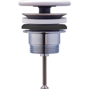 Afvoerplug Chroom met keramische afdekking, wit
