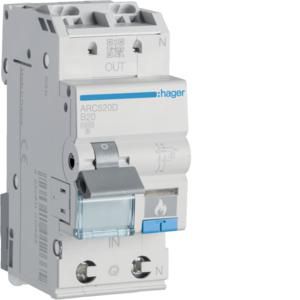 Installatieautomaat MCB met vlamboogdetectie AFDD 1-polig + Nul 10kA B-20A 2M