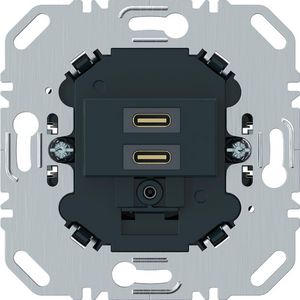 USB C+C (PD) wandcontactdoos zwart