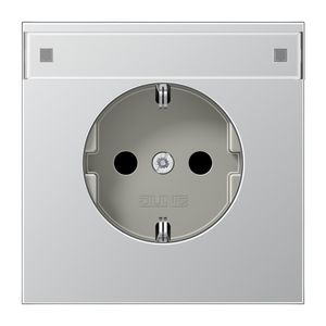 Wandcontactdoos aluminium besch.cont. & tekstvast