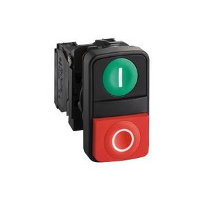 Dubbele drukknop opdruk Stop/Start 22mm Groen/rood