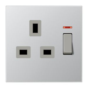 Wandcontactdoos alu.Brit.St.met controleschakelaar LS