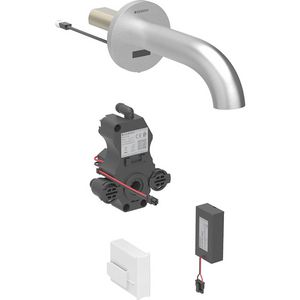 Piave wastafelwandkraan  batt inbouw-functiebox rvs/geb L=22cm