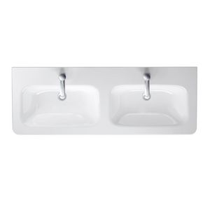 DURASTYLE #233813 dubbele wastafel 1300mm wit kraangaten per wasbak: 1  met overloop