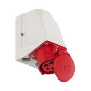 Wandcontactdoos CEE 16A 5p 400V 6h rood IP44 met doorlus