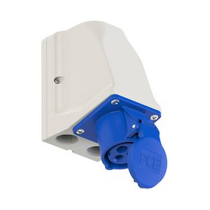 Wandcontactdoos CEE 16A 3p 230V 6h blauw IP44 met doorlus