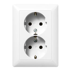 Wandcontactdoos alpine wit 2-voudig met randaarde AS500