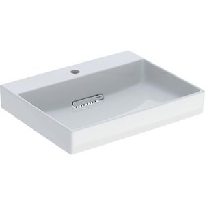 Wastafel 60x48cm afvoer horizontaal met kraangat gecentreerd wit Keratect ONE incl. sifon