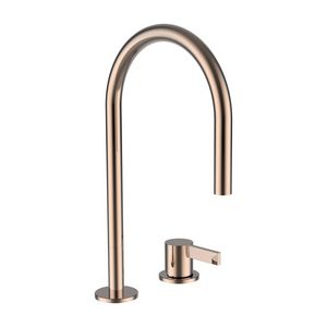 2-Gaten Wastafelmengkraan met pop-up waste PVD rosegold