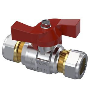 Kogelkraan S28 15mm knel vernikkeld vlinderhendel rood