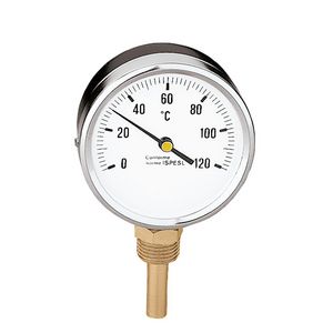 Thermometer onderaansluiting 1/2" 0-120°C. 80mm l 45mm