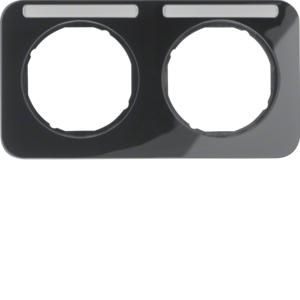 Afdekraam 2-v hor. met tekstveld berker R.1 zwart glans