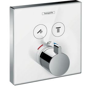 Afbouwdeel ShowerSelect Glas inbouw thermostaat wit/chroom met stopkraan