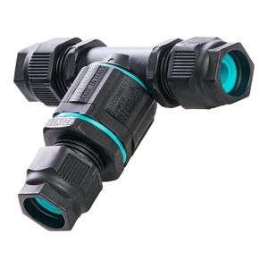 Connector waterdicht TH390 T-vorm 1 ingang - 2 uitgangen 3-polig