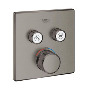 Grohtherm SMARTCONTROL afbouwdeel thermostaat met 2x omstel vierkant hard graphite geborsteld (mat donker grijs)