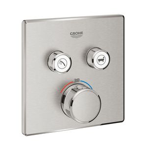 Grohtherm SMARTCONTROL afbouwdeel thermostaat met 2x omstel vierkant supersteel (rvs look)