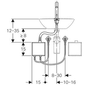 Piave wastafelkraan  chr 6V opb.instal.box +meng unit