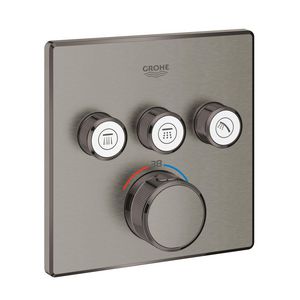 Grohtherm SMARTCONTROL afbouwdeel thermostaat met 3x omstel vierkant hard graphite geborsteld (mat donker grijs)