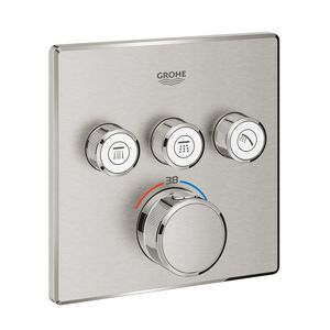 Grohtherm SMARTCONTROL afbouwdeel thermostaat met 3x omstel vierkant supersteel (rvs look)